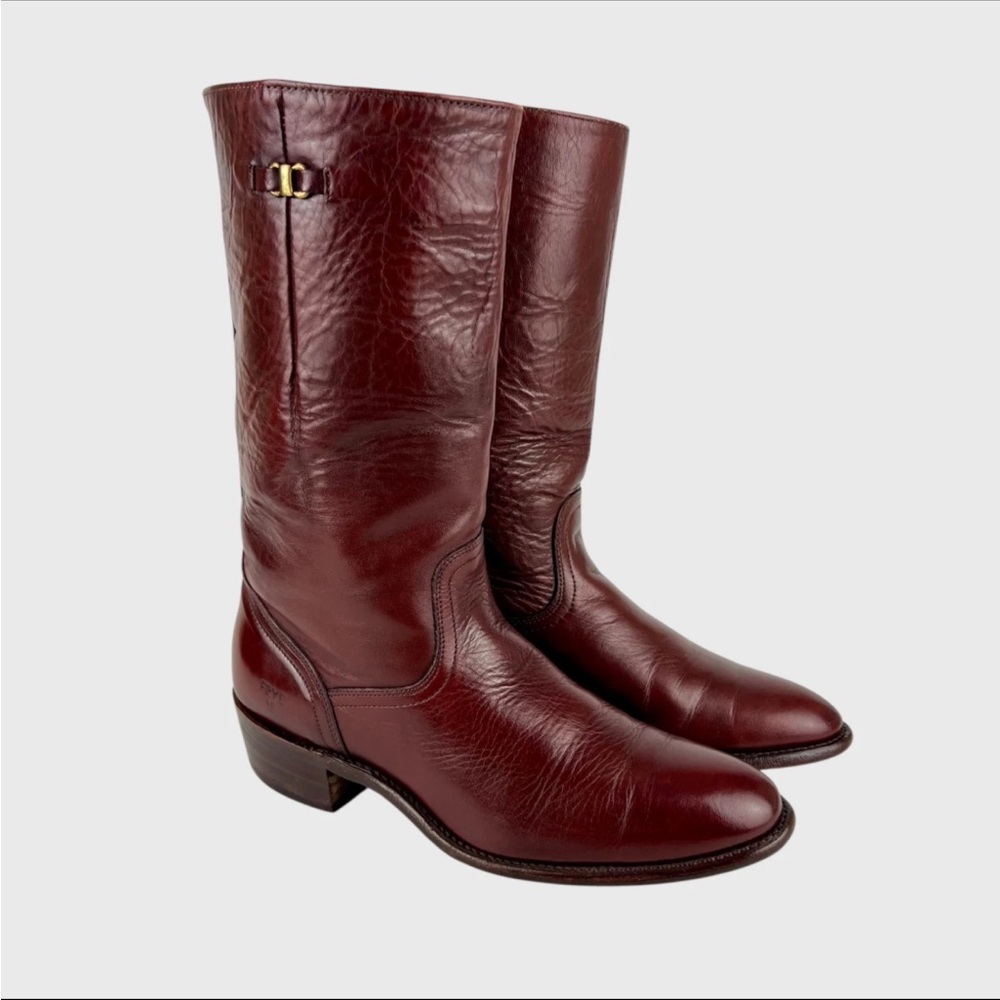 Burgundy Leather Cowboy Boots